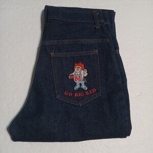 Nebraska Cornhuskers Women's Embroidered High Waist Straight Leg Jeans 26